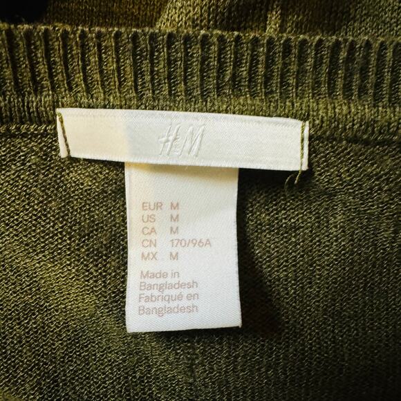 H&M Women Army Olive Green Crewneck Pullover Flowy Long Sleeve Tunic Top Medium - Picture 6 of 7